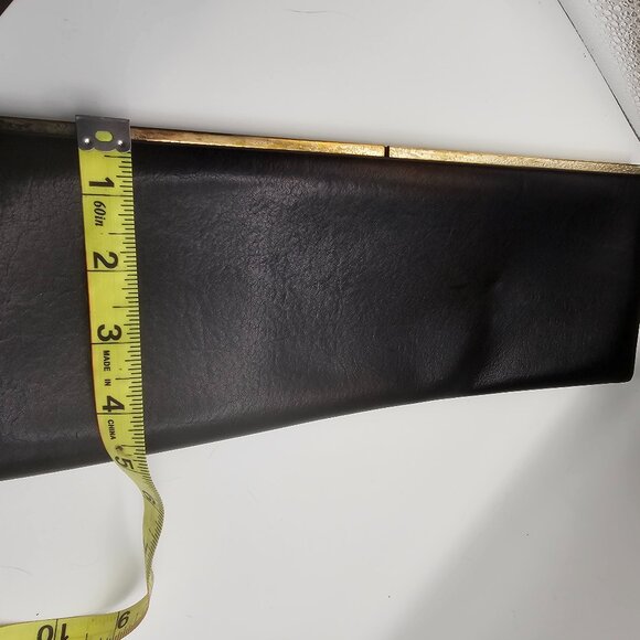 Jimmy Choo Black Leather Clutch – Gold Frame, Large Size, Made in Italy - Picture 5 of 12